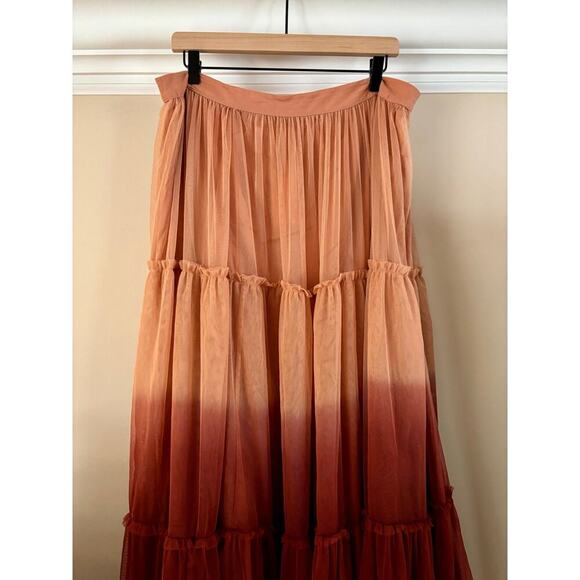 ANTHROPOLPOGIE Let Me Be Ombre Tulle Maxi Skirt | Red Motif | XL | NWOT - Picture 5 of 10